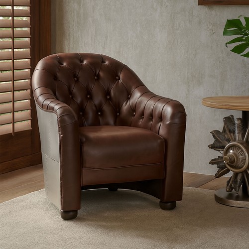 Victor brown leather - leather, chair