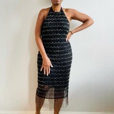 NEW Zara Halter neck Black Hassle Occasion Party Dress Size Medium No Tags 