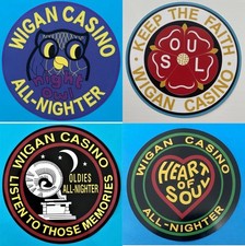 NORTHERN SOUL VINYL STICKER SET 2 - WIGAN CASINO 4" 100MM DIA
