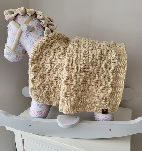 Hand knitted baby blanket - , in