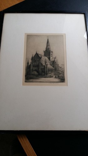 Antique framed etching a - antique,