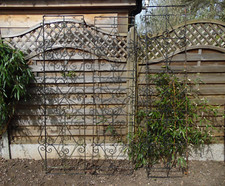 3x Reclaimed Vintage Ornate Black Wrought Iron Railings Wall Toppers Fencing