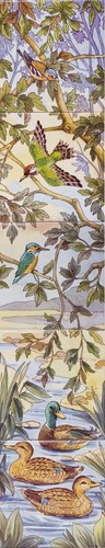 River bank birds ceramic - river,
