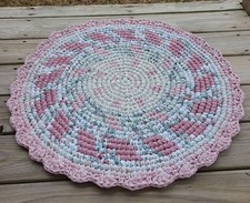 Handmade crocheted rag rug 27"
