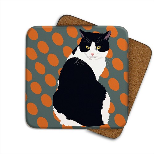 Black and white cat - black,