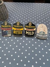 Vintage metal  beer CLIPS , Theakston, old Peculier  the legend.etc x4 pump clip