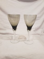 2X Vintage Smoked Glass Wine