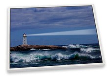 Lighthouse Blue Sunset Seascape CANVAS FLOATER FRAME Wall Art Print Picture