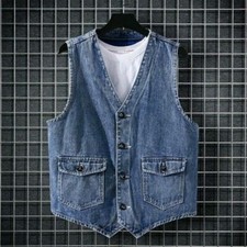 Mens V Neck Denim Jacket