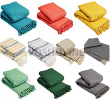 LARGE SIZE 100% COTTON WOVEN SOFA BED SETTEE THROW COVER CHAIR BEDSPREAD BLANKET