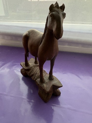 Antique carved wooden horse - antique,