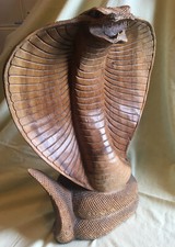 Cobra Hand Carved Wooden Sculpture In Detail —- 17.5  X 9 X 3 Inches Free Post!!