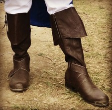 Brown Pirate Captain Medieval Knight Renaissance Fair 17th Century Costume Boots