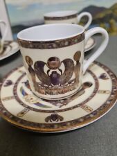Fathi Mahmoud Limoges Porcelain Egyptian Themed Coffee Cup & Saucers Set of 6