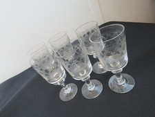 Set of 6 Vintage Etched Sherry/Port Glasses 