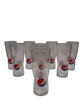 X7 Vintage Pepsi Glasses Large Collectable Drink Kitchen Ware Preloved Retro 