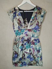 Louche Joy Dress Grey/Silver Flower Womens 8/10 Day/Wedding/Evening new
