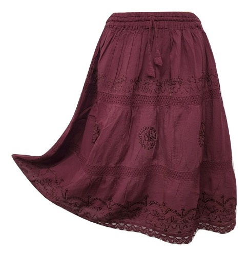 Cotton skirt knee length lace - knee,