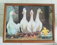 Vintage 80s Framed Cushion Lap Tray Ducks Country Chic Cottagecore