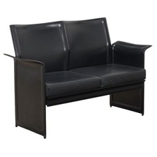 Vintage Sofa Metal Leather Italy 1980s-1990s Original