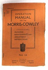 MORRIS Cowley Car Owners Handbook 1932 #14356-11/31/5m/H