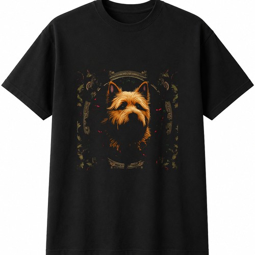 Norwich terrier with - with, roses