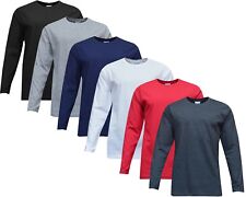 Mens 100% Cotton Plain Crew Neck Long Sleeve T-Shirt Top Winter Golf Top S-XXL