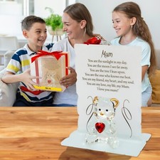 GLASS CRYSTAL ORNAMENTS BEAR