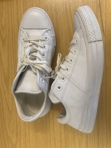 Ladies white leather converse - white,