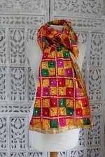 Colourful phulkari chiffon chunni shawl dupatta Bollywood Indian SKU19045