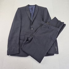 LAMBRETTA Suit 38L W32R L33.5 Blue Men's Polyester Viscose Slim Fit Two Piece