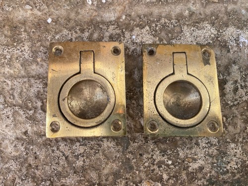 Pair vintage brass recessed - of,