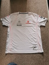 McLaren Lewis Hamilton Large T Shirt Formula One Vodafone 2012 Printed Signature