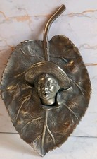 Antique Victorian Bronze Black Americana Boy With Straw Hat Tobacco Leaf Plague.