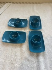 4 Vintage Blue Plastic Egg