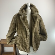 Very Soft Faux Fur Cream Brown Short Jacket Fully Lined Size 12