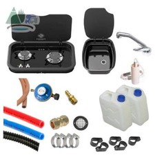 THETFORD BLACK ARGENT SINK MIXER TAP TOPLINE 165 HOB CAMPERVAN CONVERSION KIT