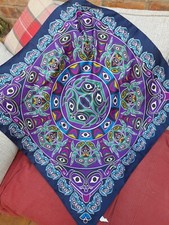 Skemo 100% polyester square scalf vintage.Eleanor Paine.'Aesotica' tribal design