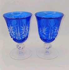 2 Cut Crystal Glassware Blue