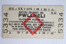 BR British Railways (W) Platform Ticket Pwllheli Station