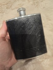 Hip Flask-Black Leather