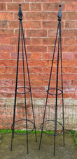 1.38m Black Garden Metal Obelisk x 2 Plant Supports
