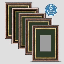 Brown Gold Photo Frame 6x4 5 PACK Incl Dark Green Mount 3.5x2.5 ACEO Art