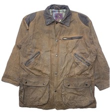 PG Field Heritage Men's Brown Waxed Cotton Field Jacket Size Large Weatherwear