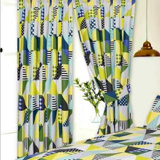 Geo Patchwork Lime Curtains 66