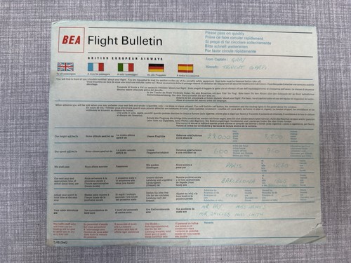 Rare bea flight bulletin - rare,