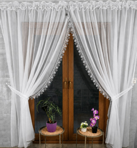 White voile curtain 250x400cm - curtain,