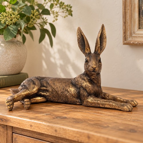 Bronze resin hare - resin, ornament