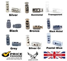 QUALITY BARREL TOGGLE SPRING STOP DOUBLE HOLE CORD LOCKS STOPPER COLOURS SIZES