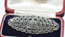 BEAUTIFUL VINTAGE ART DECO MARCASITE SET DOUBLE CLIP DUETTE BROOCH